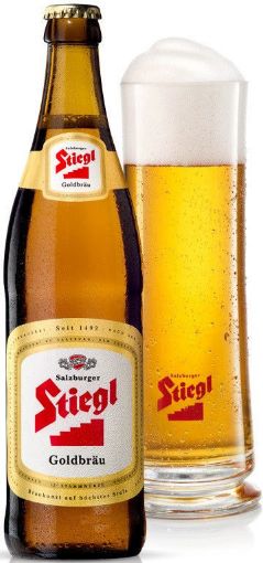 Picture of Stiegl Goldbräu Bier - the Original Stiegl Beer - 12 x 500ml Glass Bottles