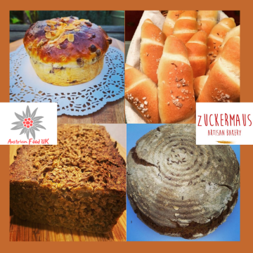 Show details for Austrian bread basket by Zuckermaus - 1.75kg of Bauernbrot, Fruit Loaf, Salzstangerl and more! Picture of Austrian bread basket by Zuckermaus - 1.75kg of Bauernbrot, Fruit Loaf, Salzstangerl and more!