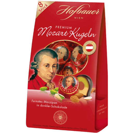 Picture of Hofbauer Mozartkugeln in Zartbitterschokolade 160g - Mozart Kugeln in Dark Chocolate