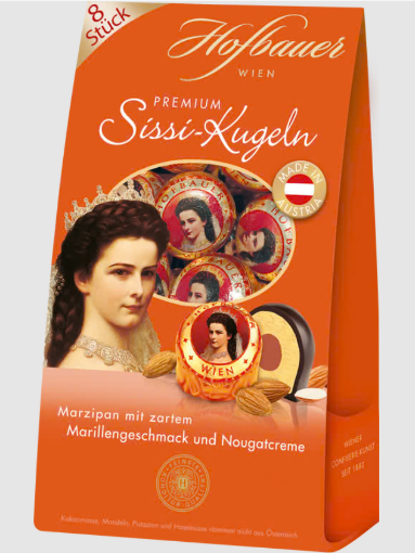 Picture of Hofbauer Sissikugeln in Zartbitterschokolade 160g - Sissi balls Kugeln in Dark Chocolate